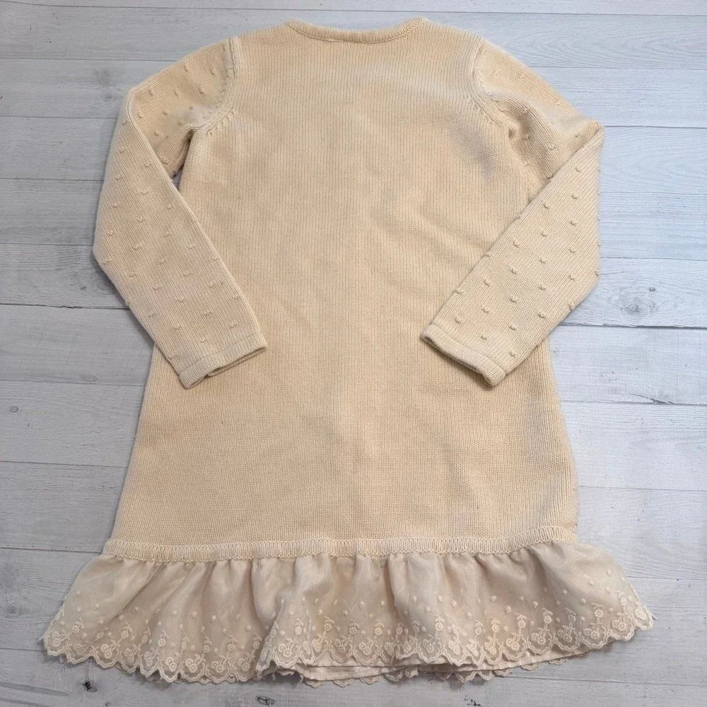 Hanna Andersson girls off‎ white cotton merino wool sweater dress size 140/10